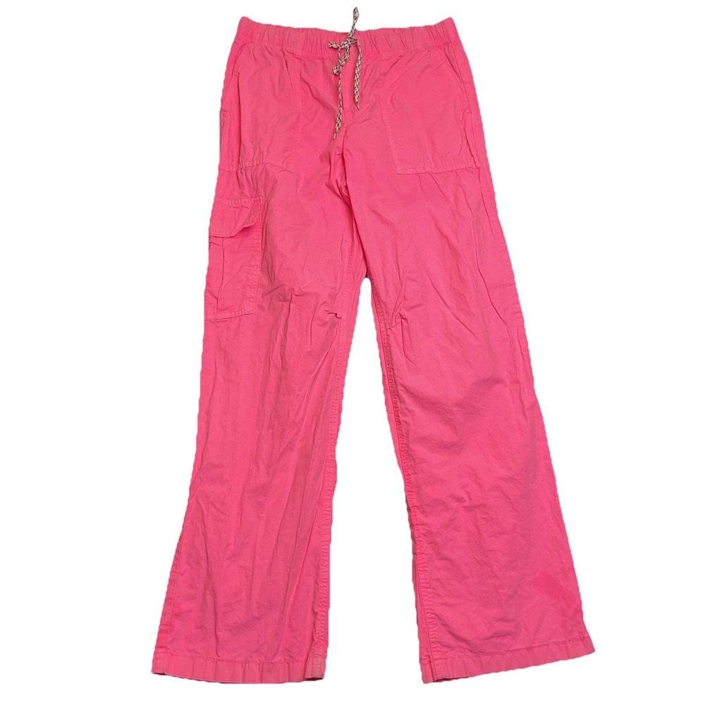 Aerie Baggy Cargo Skater Pants Womens S Coral Neon Pink Lightweight Drawstring
